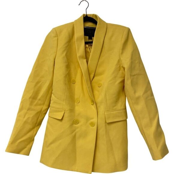 Zara Womens Blazer M Yellow Double Breasted Tuxedo Polyester Jacket 2665/797 NWT - Picture 2 of 16